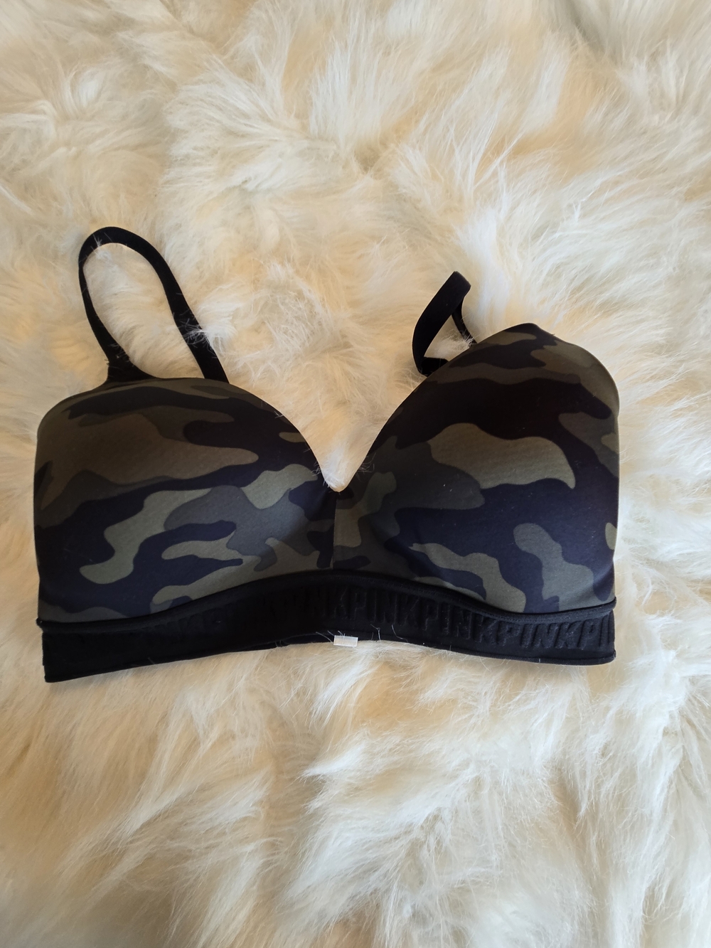 Victoria's Secret Camo Padded Wireless Bra - Olive & Black